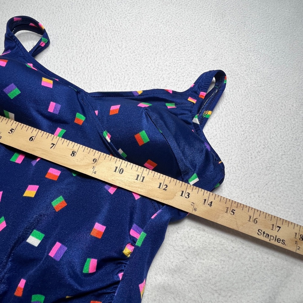 Maxine of Hollywood Swim Suit Women 12 Navy Blue Geometric Confetti One Piece - Picture 6 of 8